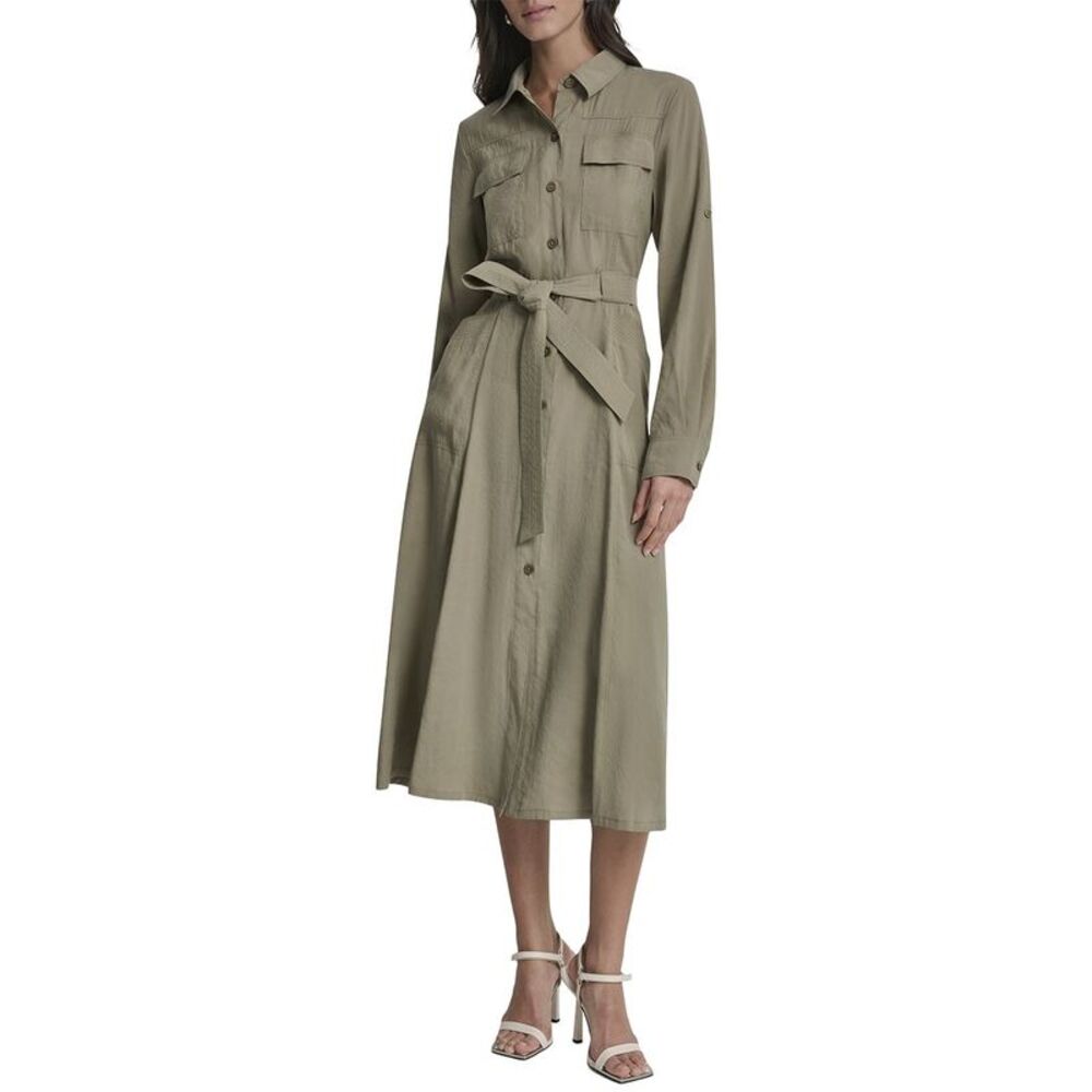Dkny Womens Roll Tab Fuji Cargo Dress, Green